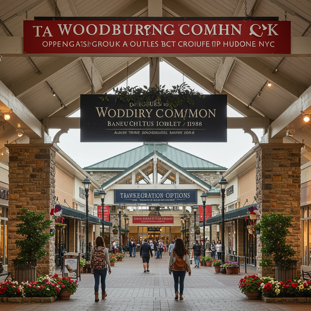 Shoppers walking through the charming village-style streets of Woodbury Common.