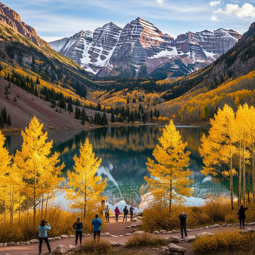 A stunning view of the Maroon Bells near Aspen