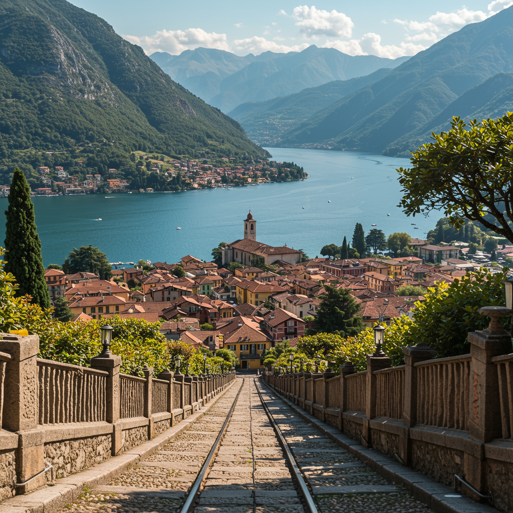 A picturesque view of a colorful village on the shores of Lake Como