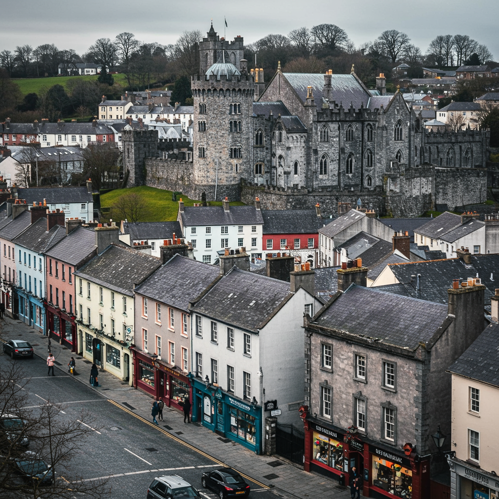 A beautiful view of Kilkenny's medieval streets and castle.