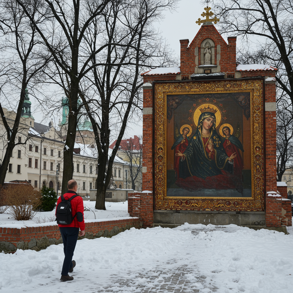 A view of the Jasna Góra Monastery from the main avenue