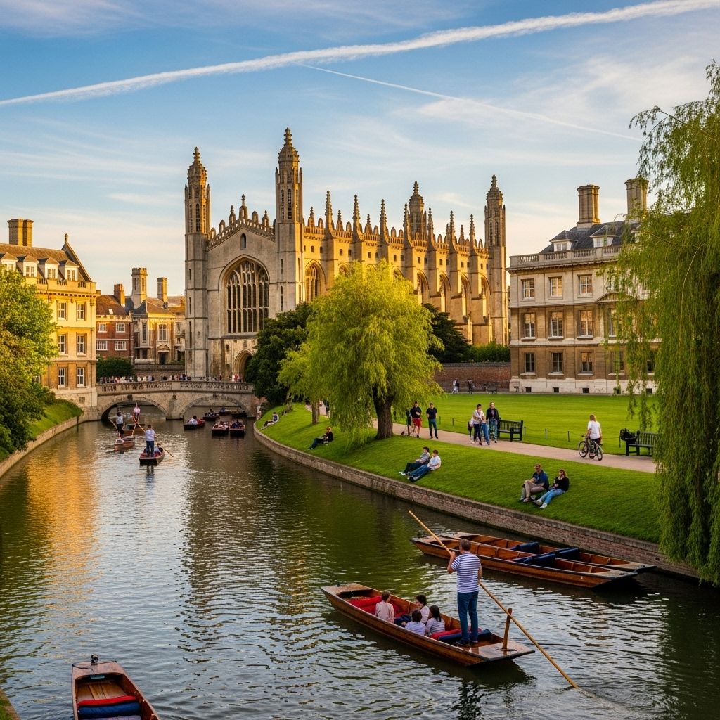 Punts on the River Cam with King's College Chapel in the background