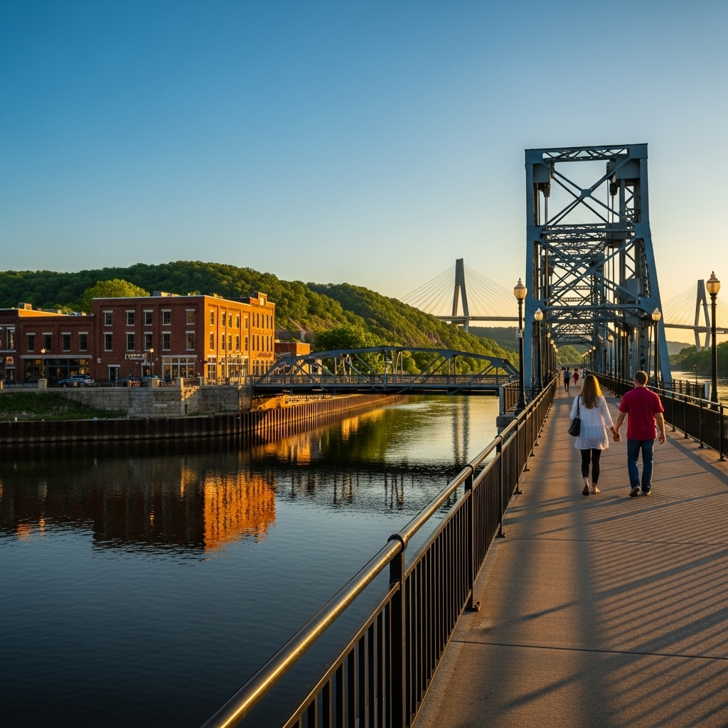 A beautiful sunny day overlooking the historic Stillwater Lift Bridge and the St. Croix River.