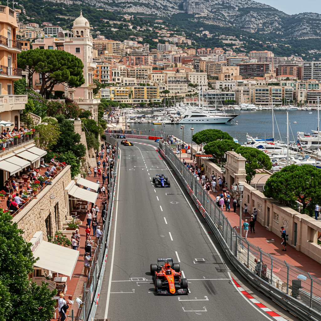 A stunning view of the Monaco harbor packed with yachts during the Grand Prix
