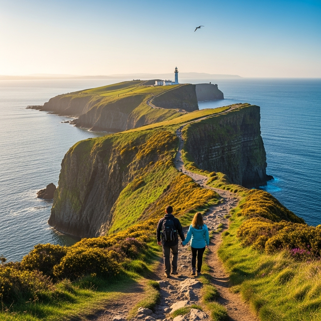 A dramatic view of the Howth cliff path overlooking the Irish Sea