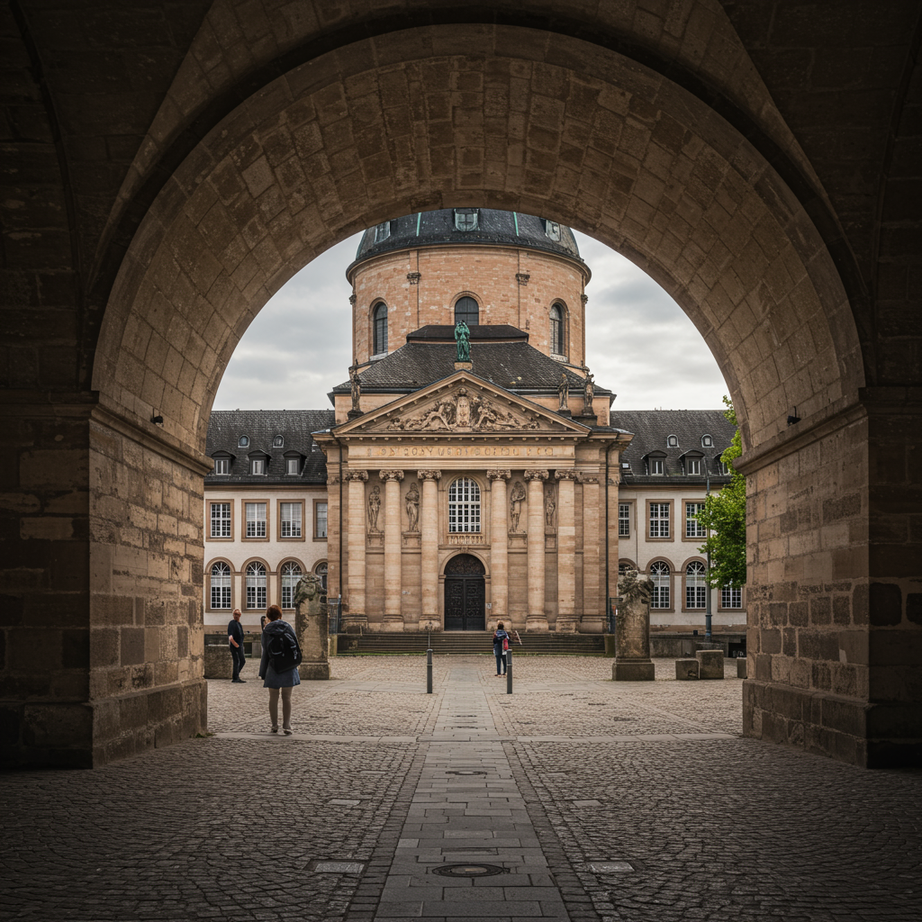 A charming street in Bonn's Old Town with the Minster in the background.