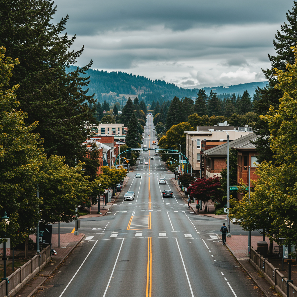 A scenic view of the Willamette River from Skinner Butte in Eugene