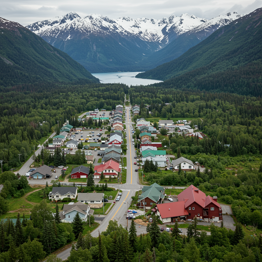 Stunning view of the Alyeska Tram ascending the mountain in Girdwood