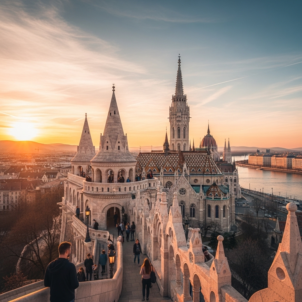 A stunning view of the Hungarian Parliament Building from across the Danube River in Budapest.