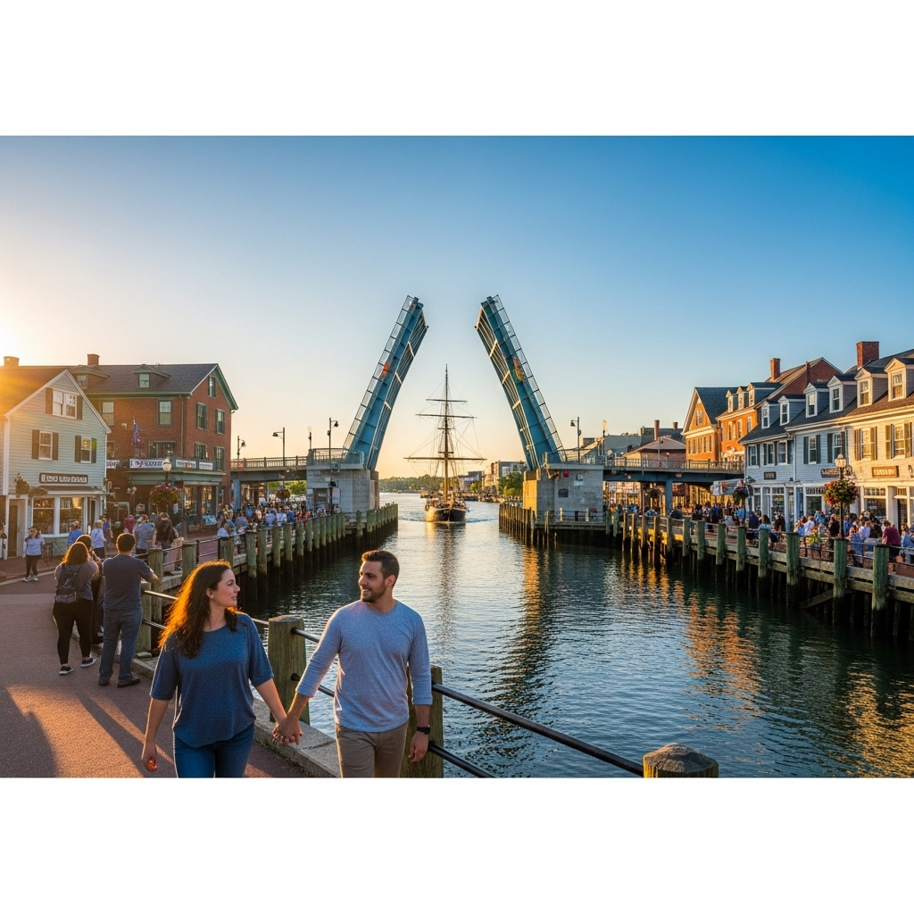 The iconic Mystic River Bascule Bridge in Connecticut.