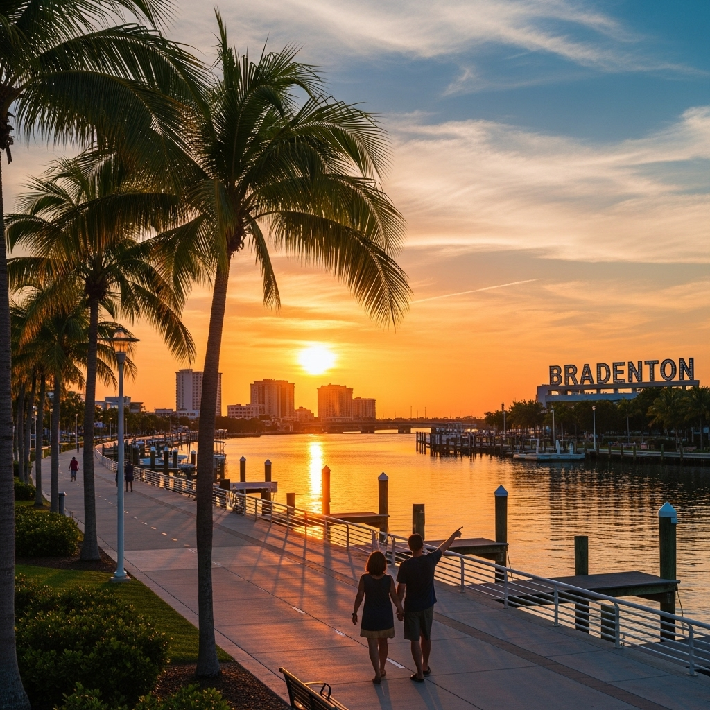 Colorful bungalows lining a street in the Village of the Arts, Bradenton