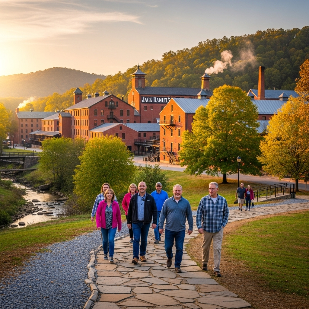 The charming and historic town square of Lynchburg, Tennessee