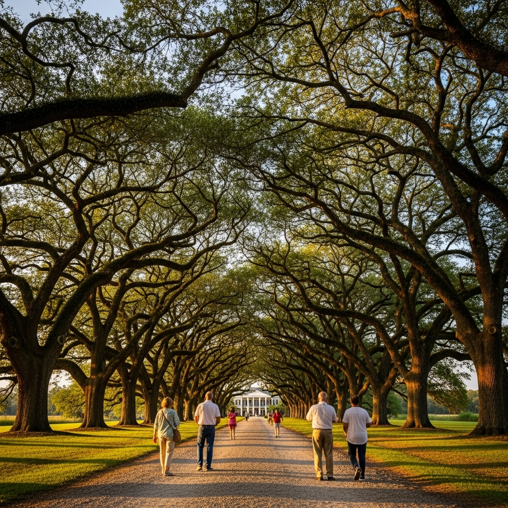 The iconic oak-lined path at Oak Alley Plantation