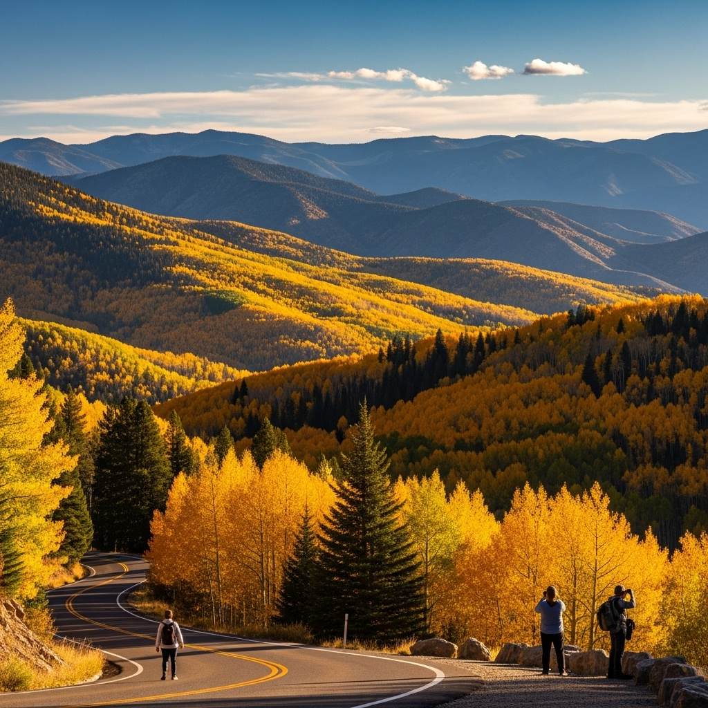 A scenic view of the forested slopes of Mount Charleston under a clear blue sky.